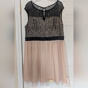 Mystic Black and Peach Lace Formal Dress